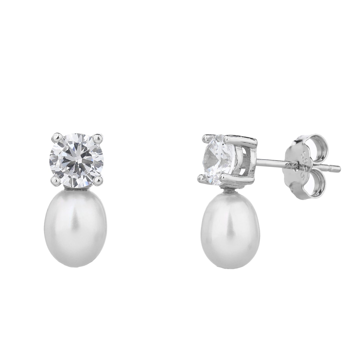 עגילי פנינה - כסף