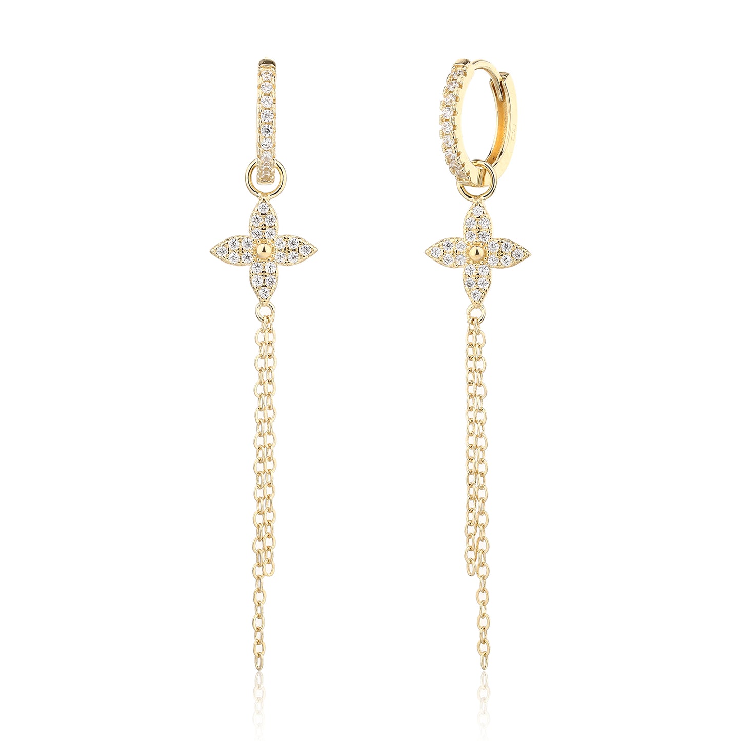 עגילי תלתן זהוב