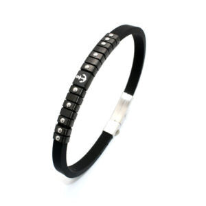 צמיד עוגן סילקון שחור לגבר