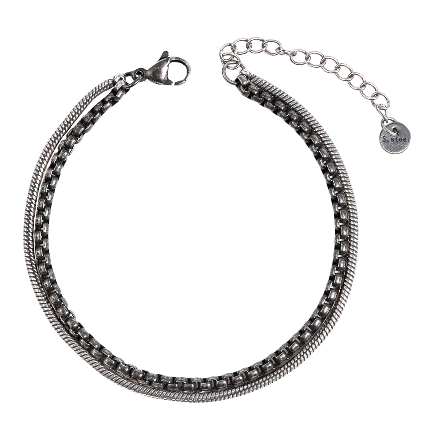 צמיד Steel Classic לגבר- שחור וכסף