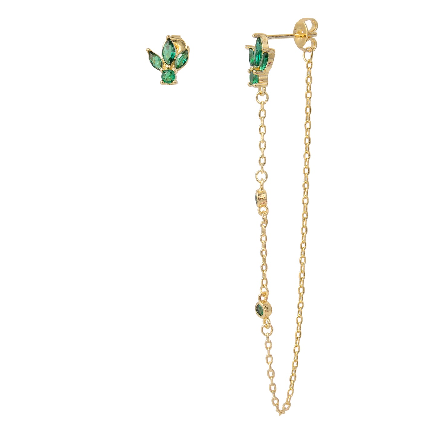 עגילי עלי אמרלד- זהב