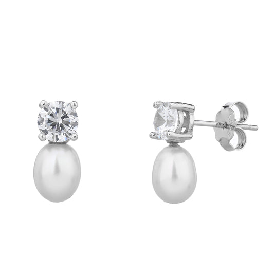 עגילי פנינה - כסף