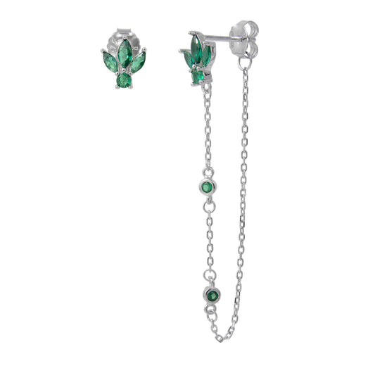 עגילי עלי אמרלד- כסף