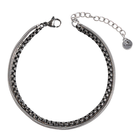 צמיד Steel Classic לגבר- שחור וכסף