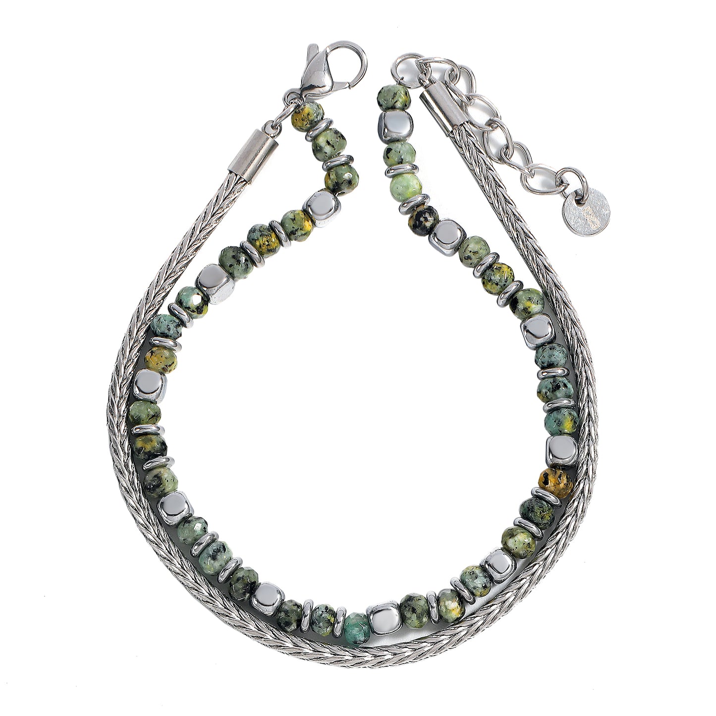 צמיד עוצמת השקט לגבר- כסף ואפור