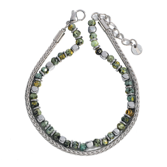 צמיד עוצמת השקט לגבר- כסף ואפור