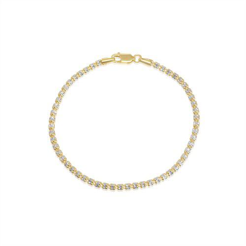 צמיד אייס איטלקי 3 שורות בחיתוך לייזר - זהב משולב כסף