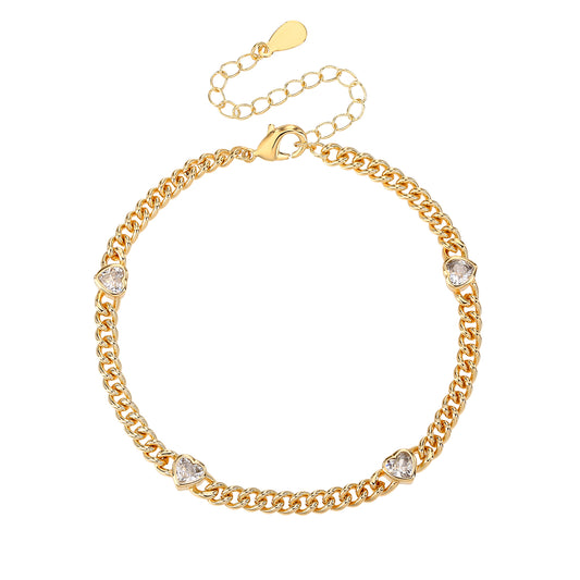 צמיד וינטג' לב- זהב