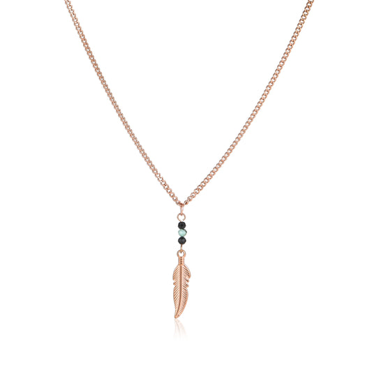 שרשרת  נוצה לגבר מוזהבת