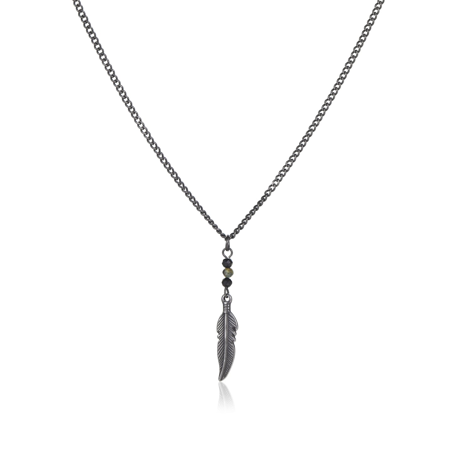 שרשרת נוצה לגבר-  צבע שחור