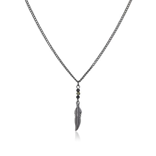 שרשרת נוצה לגבר-  צבע שחור