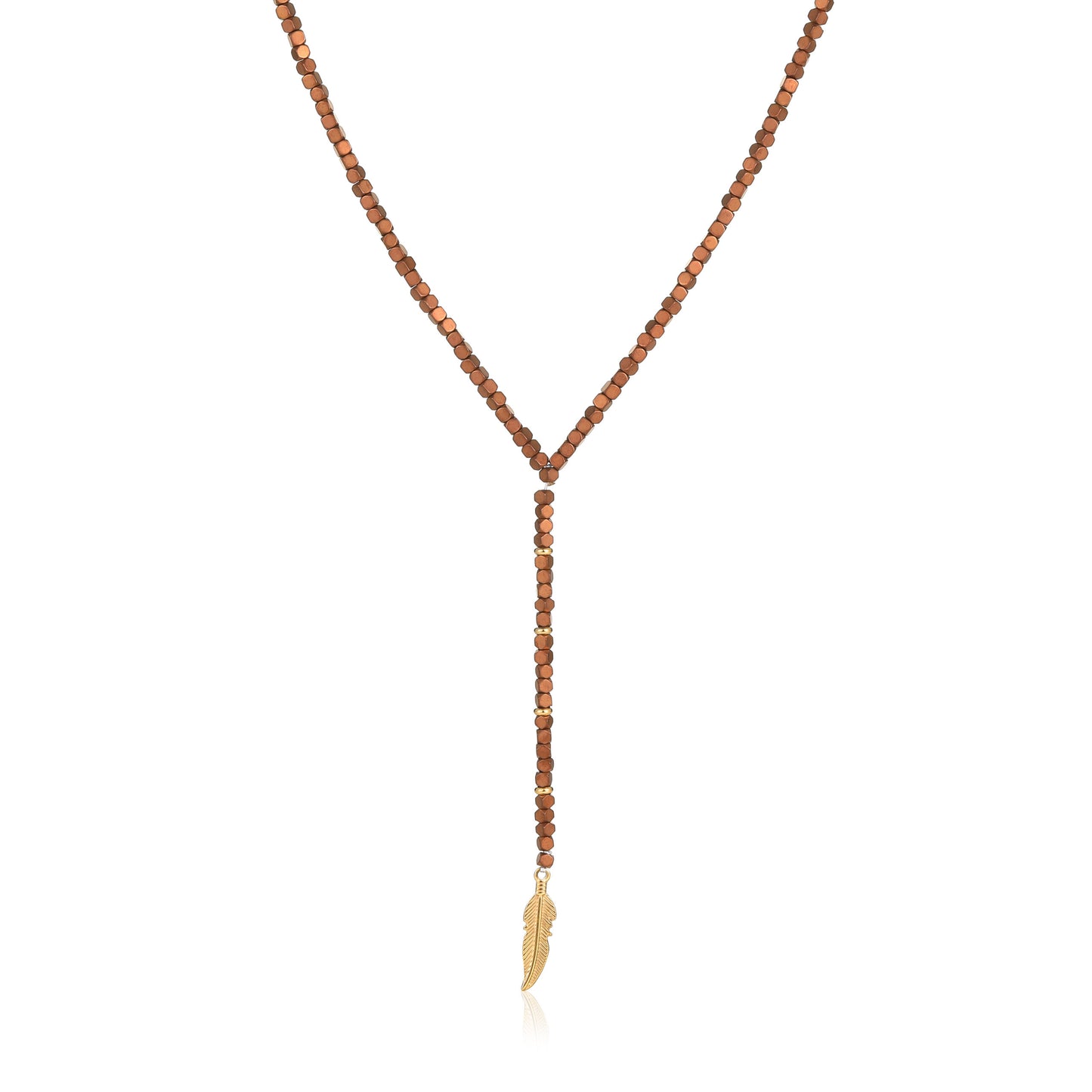 שרשרת נוצה לגבר- חרוזי חמרה