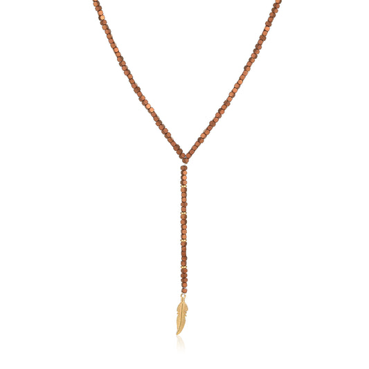 שרשרת נוצה לגבר- חרוזי חמרה